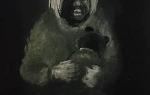 尊い年老いた知的障がい者のお母さん(若き日に産んだ我が子へ思でのぬいぐるみ、泣いている、許してなの) - 真鍋哲地