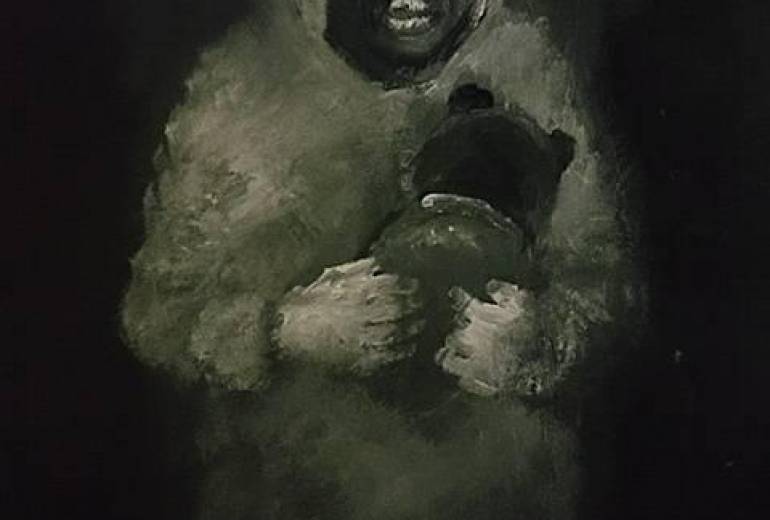 描きたし改良作品（年老いた知的障がい者のお母さん、人は誰でも！幸せになるべきです、心から尊い！）