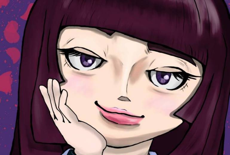 頬杖をつく少女