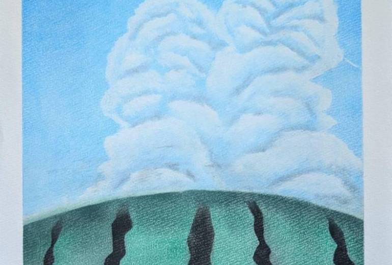 すいか越しみ見る夏空