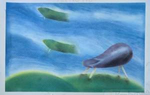 急ぐキュウリを見守るナスビ - はるかみさま