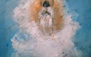 女性哀悲尊敬観音（８月の母さん仏、入道雲の心から） - 真鍋哲地 