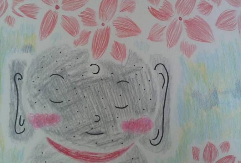 桜の木下で……