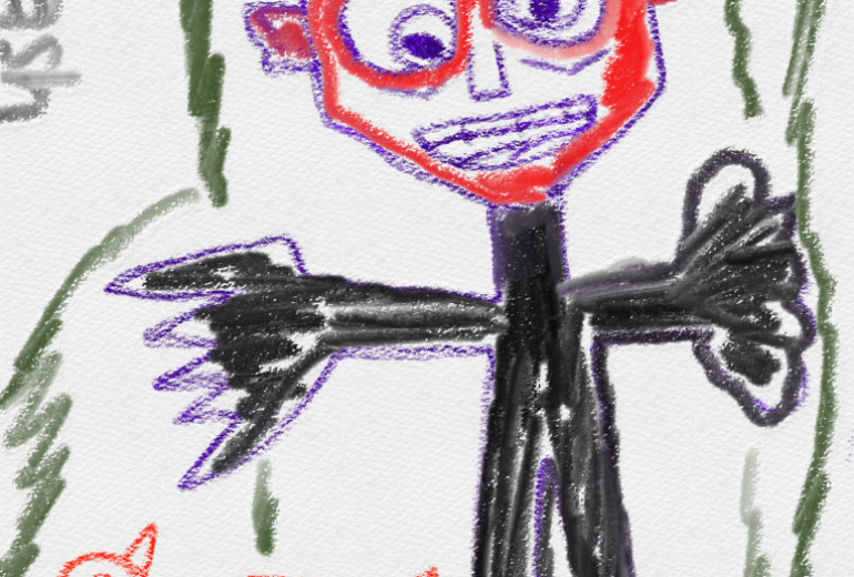 犬と少年色塗り