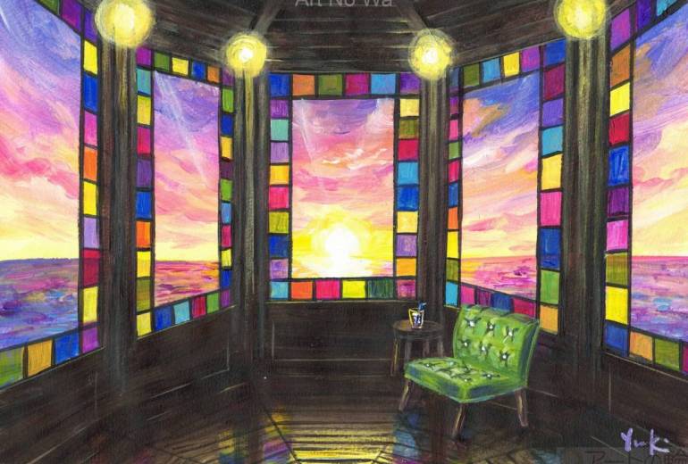 夕陽を見ながら