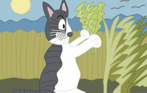 猫が稲刈りをしている所 - アクター 