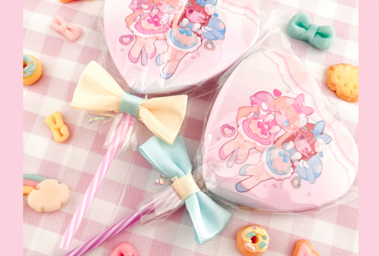 イラストでハート缶バッジを作りました