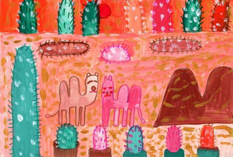 親子で暮らす砂漠の世界