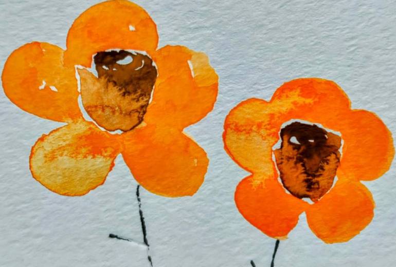 バラを描こうとしたら、椿っぽくなった。