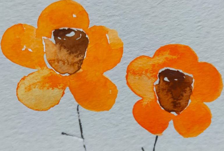 バラを描こうとしたら、椿っぽくなった。加工控えめ