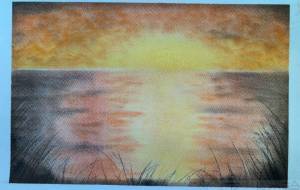 夏の終わりの夕日 - はるかみさま 