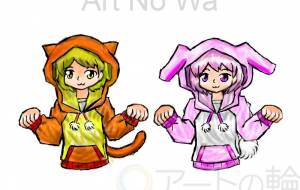 動物の耳のパーカーをした人 - チリイラスト 