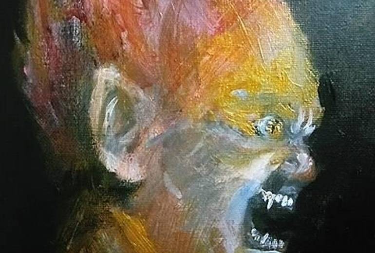 精神統合失調症絵画絵巻（不動明王）