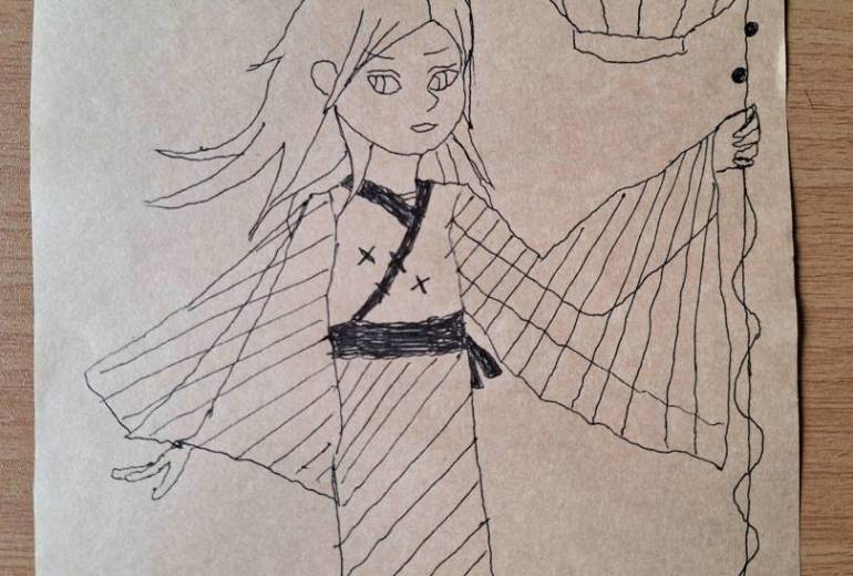 水に、浸かる女。