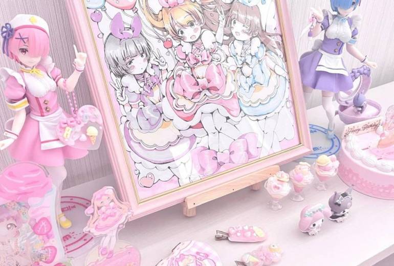 ゆめかわデカ色紙も額縁に入れました