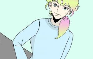 カラフルな髪の男性 - 金垣魯文