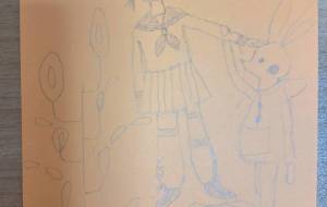 女の子とウサギの海模様 - 宇宙水晶 