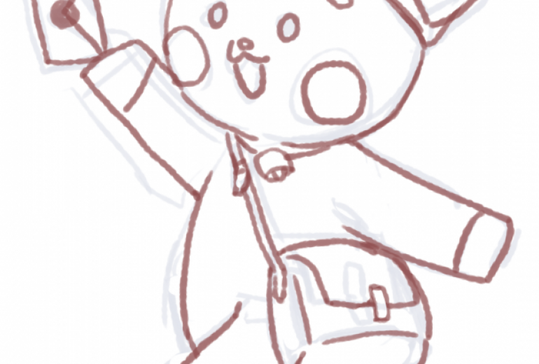 郵便配達くーにゃんの下描き