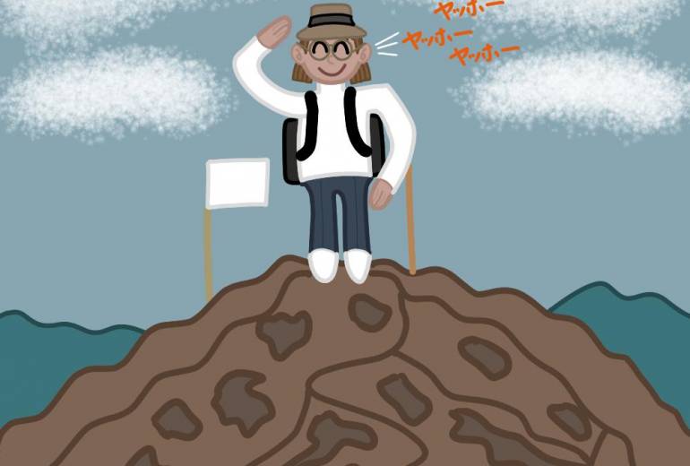 登山をしている女性