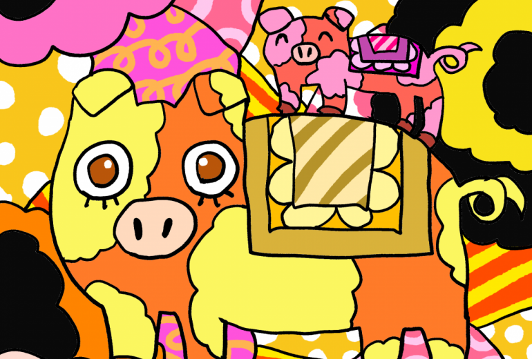 ふんわりふわふわ親子ぶた