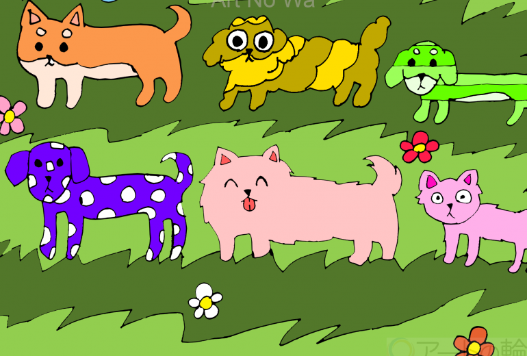 カラフルワンちゃん