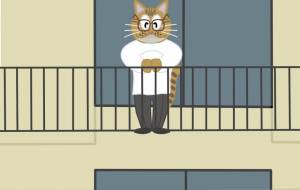 猫がベランダの外を眺めている - アクター