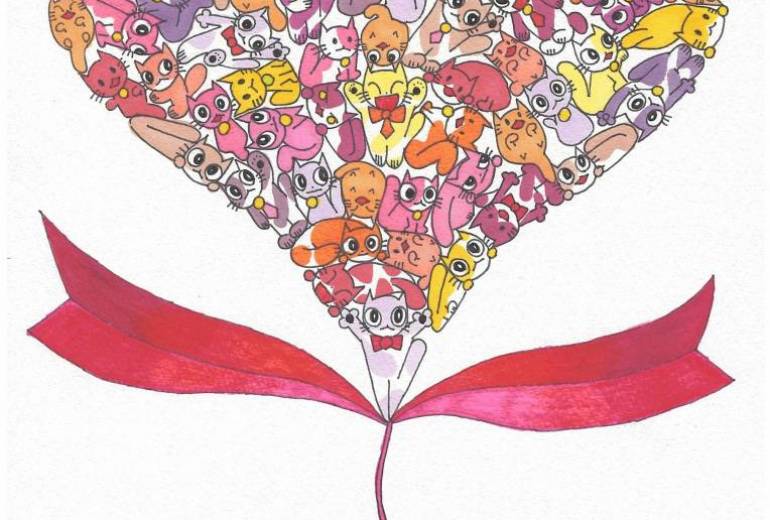 ハート　猫のパズル　最愛