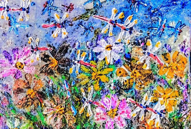 秋桜ととんぼ、デジタル。