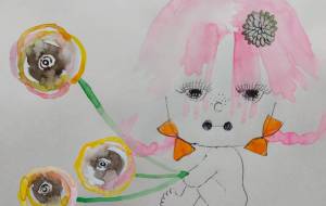 少女と花　ピンクヘアー - ぴぴ 