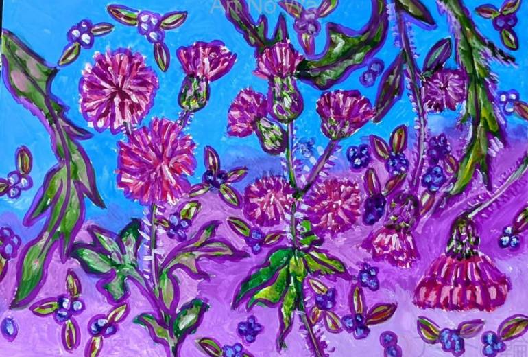 アザミと青い実