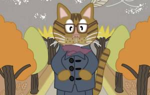 猫が並木道を歩いている所 - アクター 