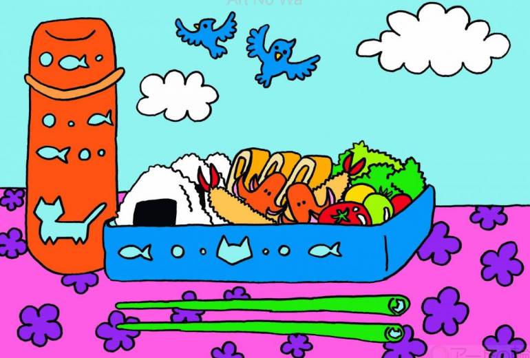 青い鳥と青空とお弁当