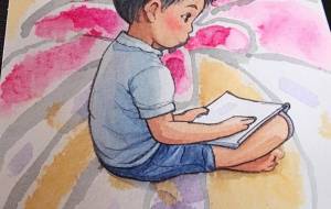 読書する男の子 - るり 
