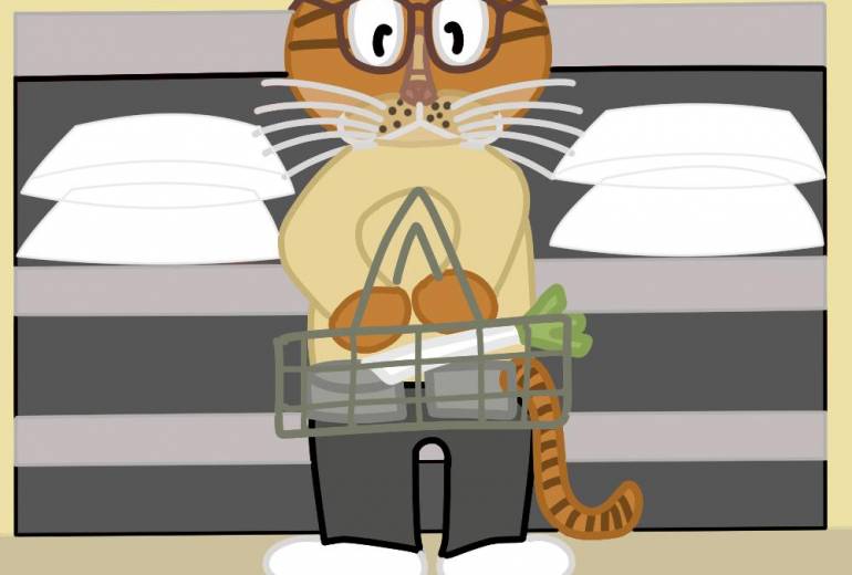 買物をしている猫