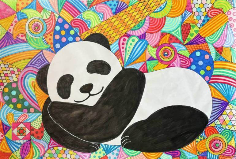 ハート　お昼寝パンダ