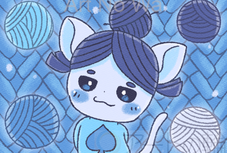 青い毛糸が好き