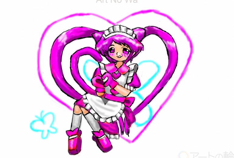 ハート　妖精のかわいい猫への憧れ