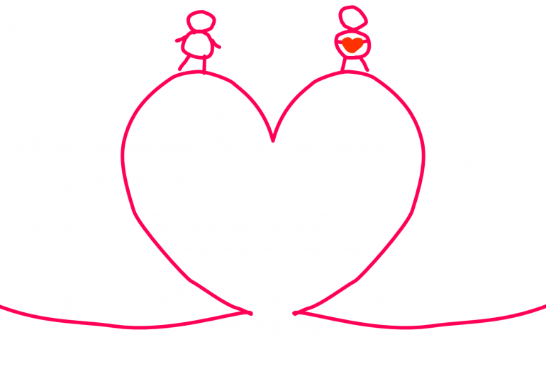 ハート　ハートの上で