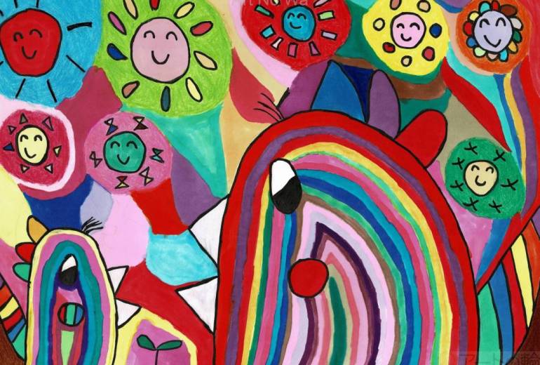 レインボーバードの親子と太陽の家族