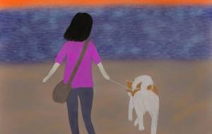 夕日に向かって（秋田犬・赤毛） - 華凪 