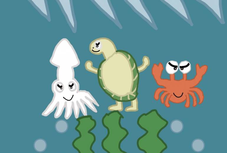 海の中のマラソン大会