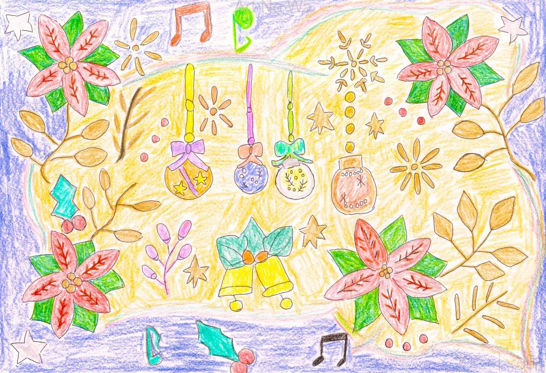 ポインセチアとクリスマス飾り | アートの輪