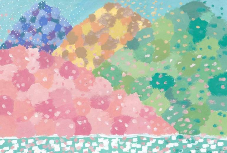 『四季の山の風景』