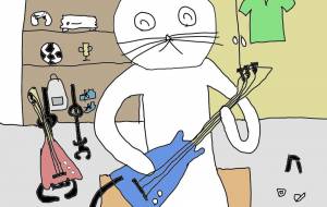 ギターを弾くネコ - ほわいと 