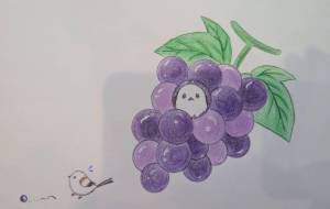 葡萄とシマエナガ - 朝日奈 楓