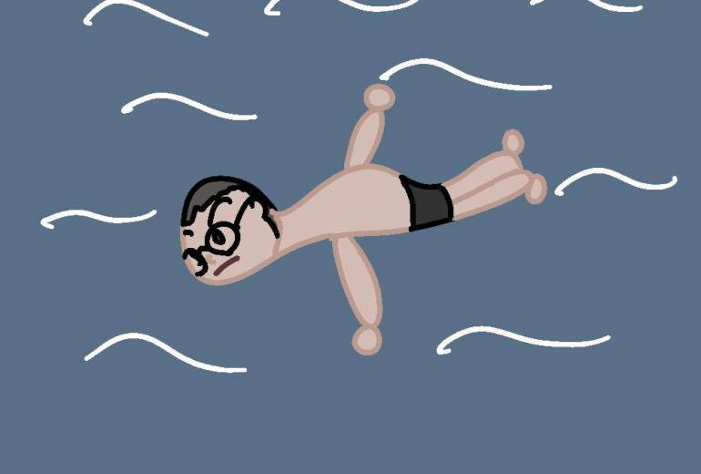 水泳大会に出ている男性