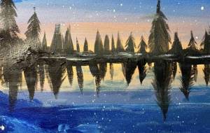 夜空と湖 - 夜道