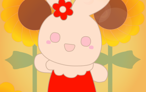 きれいなお花に囲まれてうれしい - うさぎ番長 