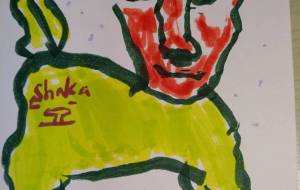 赤い顔の犬 - シャカ 