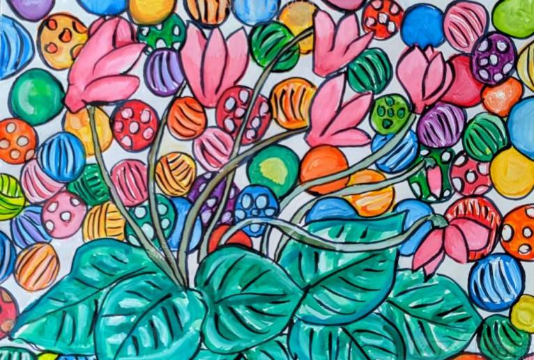 シクラメンとクリスマスの飾り - satti 